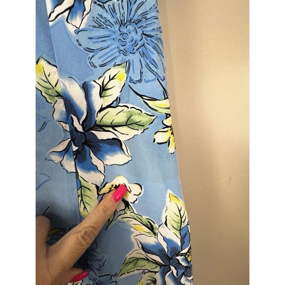 Metro Style Blue Silk Floral Maxi Dress 14 Elegant Fitted Summer Garden Cottage - Picture 7 of 14